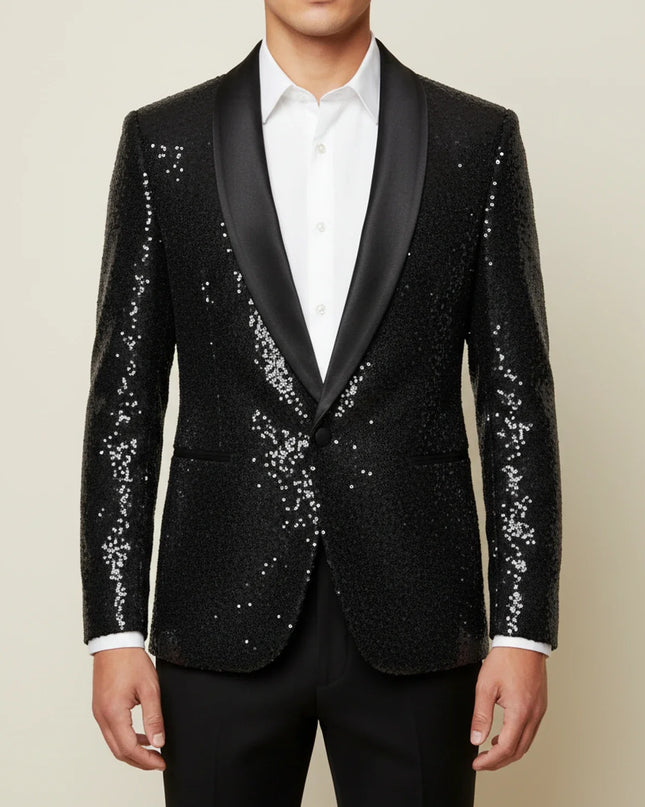 Men’s Sequin Shawl Lapel Blazer