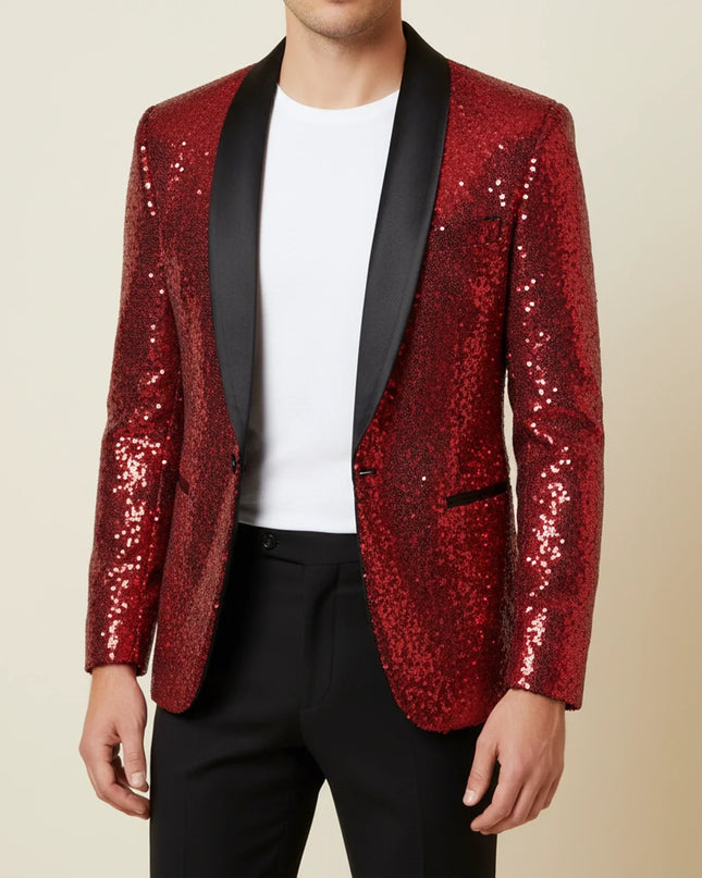 Men’s Sequin Shawl Lapel Blazer
