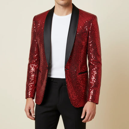 Men’s Sequin Shawl Lapel Blazer