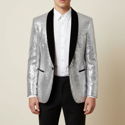 Men’s Sequin Shawl Lapel Blazer