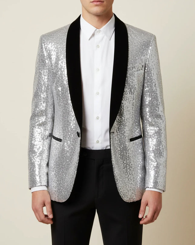 Men’s Sequin Shawl Lapel Blazer