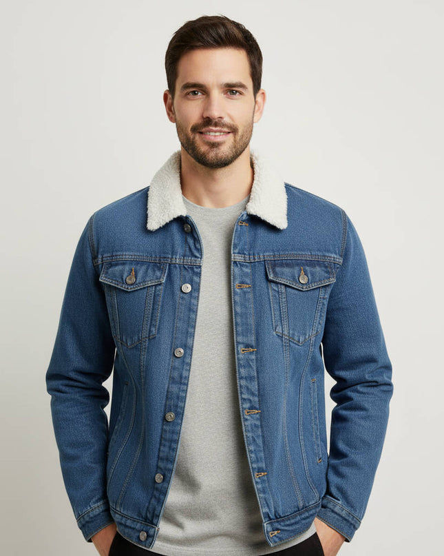 Men’s Sherpa Collar Denim Jacket