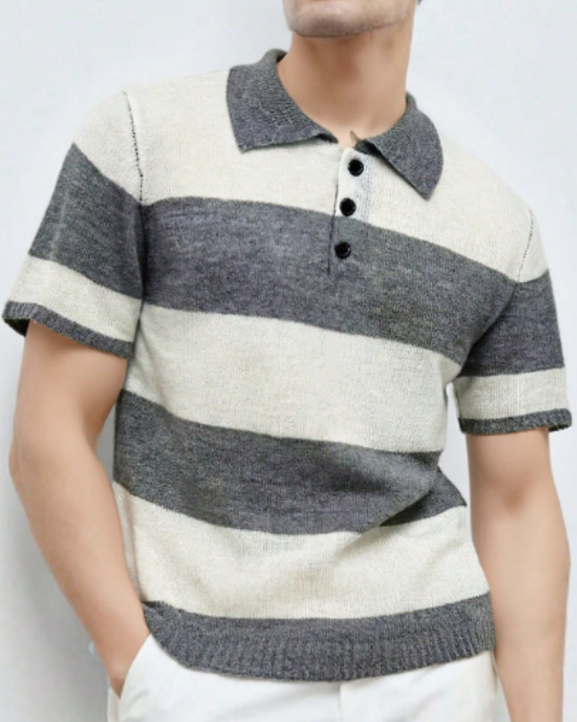 Men’s Short Sleeve Knitted Polo Shirt Solid Color