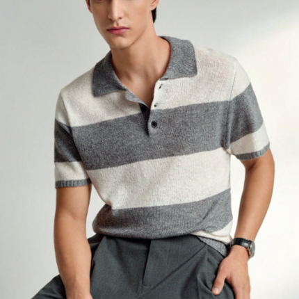 Men’s Short Sleeve Knitted Polo Shirt Solid Color