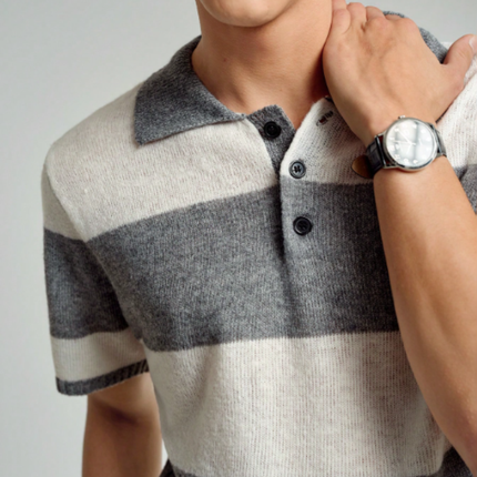 Men’s Short Sleeve Knitted Polo Shirt Solid Color