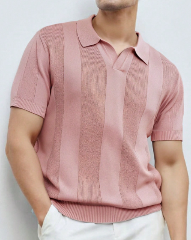 Men’s Short Sleeve Knitted Polo Shirt Solid Color