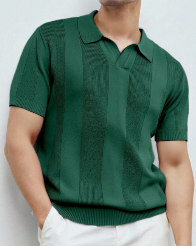 Men’s Short Sleeve Knitted Polo Shirt Solid Color