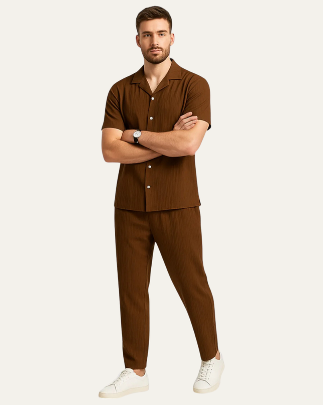 Men’s Short Sleeve Shirt and Drawstring Trousers Set