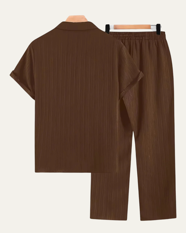 Men’s Short Sleeve Shirt and Drawstring Trousers Set