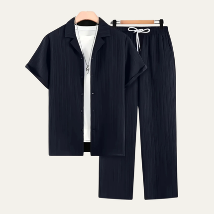 Men’s Short Sleeve Shirt and Drawstring Trousers Set