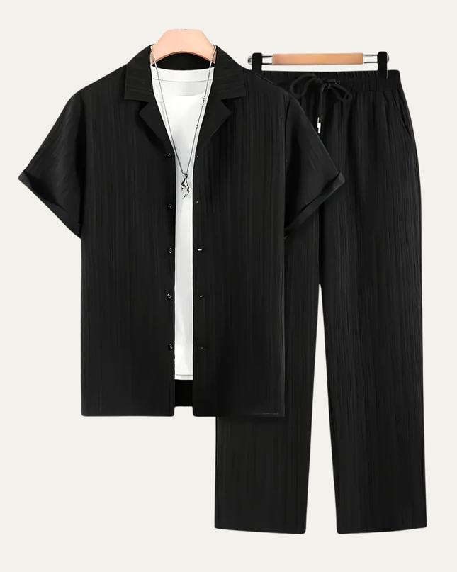 Men’s Short Sleeve Shirt and Drawstring Trousers Set