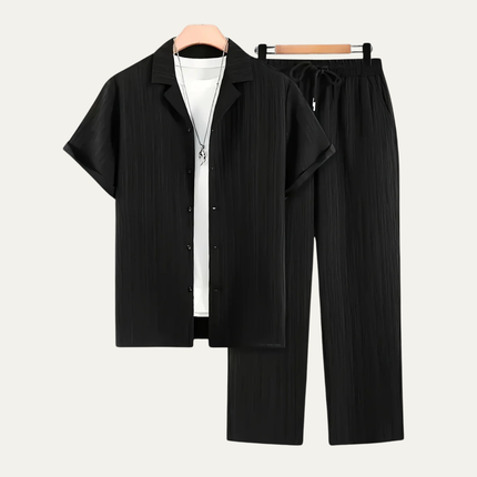 Men’s Short Sleeve Shirt and Drawstring Trousers Set