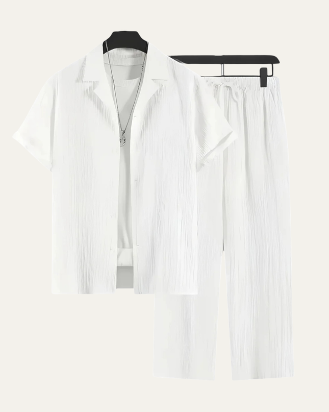 Men’s Short Sleeve Shirt and Drawstring Trousers Set