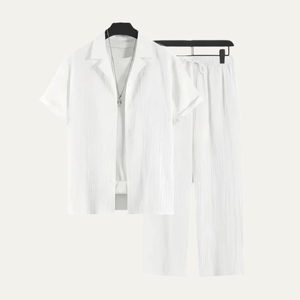 Men’s Short Sleeve Shirt and Drawstring Trousers Set