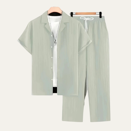Men’s Short Sleeve Shirt and Drawstring Trousers Set