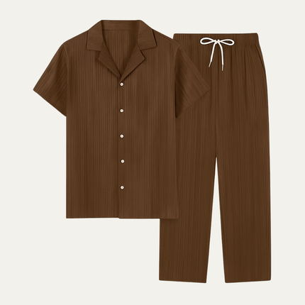 Men’s Short Sleeve Shirt and Drawstring Trousers Set