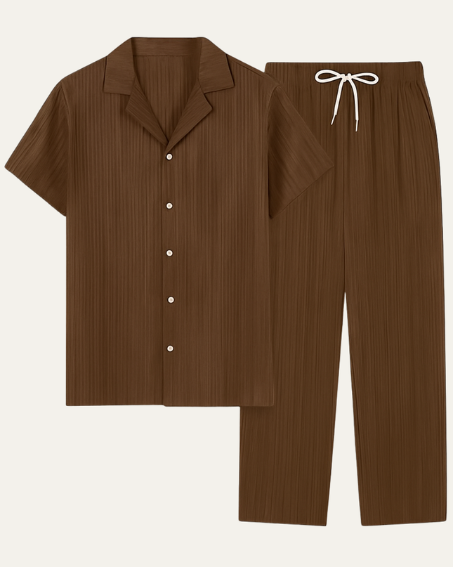 Men’s Short Sleeve Shirt and Drawstring Trousers Set