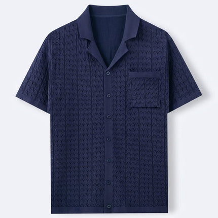 Men’s Short Sleeve Shirt – Button-Up with Pattern & Chest Pocket