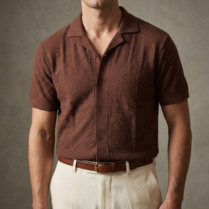 Men’s Short Sleeve Shirt – Open Collar Button-Up