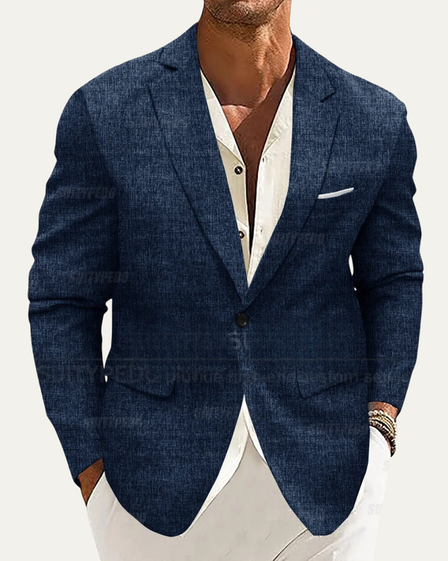 Men’s Single-Breasted Blazer with Notch Lapel and Chest Pocket
