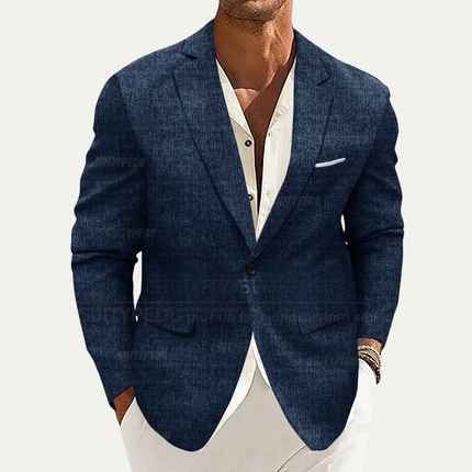 Men’s Single-Breasted Blazer with Notch Lapel and Chest Pocket