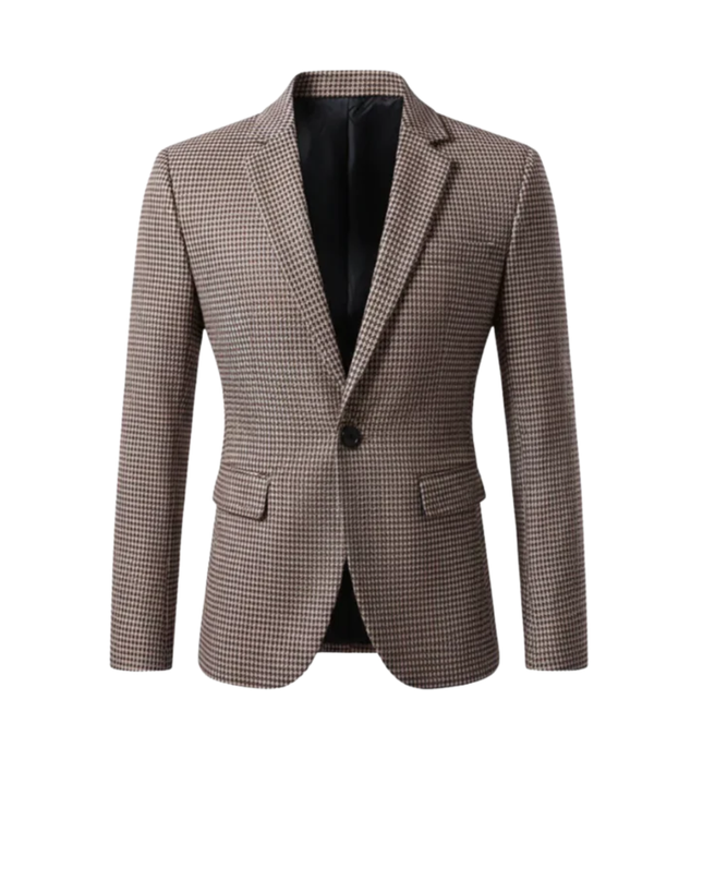 Men’s Single Button Checked Blazer
