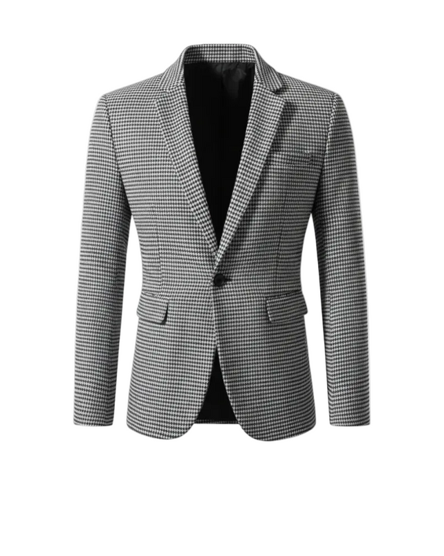 Men’s Single Button Checked Blazer