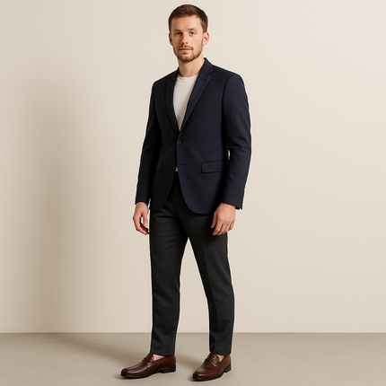 Men’s Slip-On Dress Shoes with Apron Toe and Low Block Heel