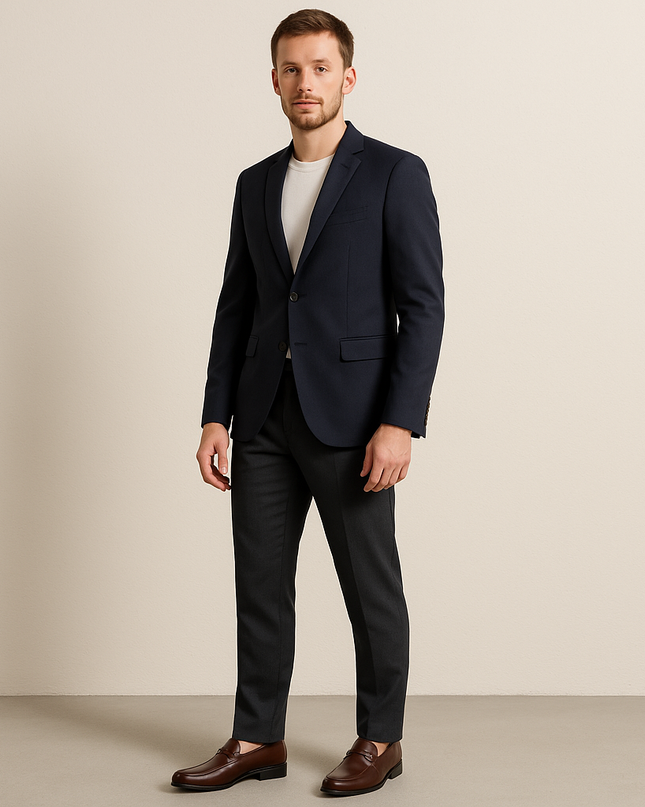 Men’s Slip-On Dress Shoes with Apron Toe and Low Block Heel