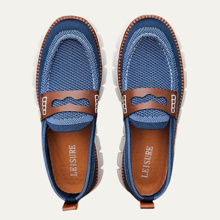 Men’s Slip-On Loafers with Mesh Upper and Contrast Strap