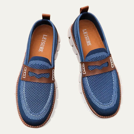 Men’s Slip-On Loafers with Mesh Upper and Contrast Strap