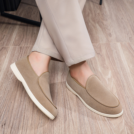 Men’s Slip-On Loafers with Rounded Toe and Flat Sole