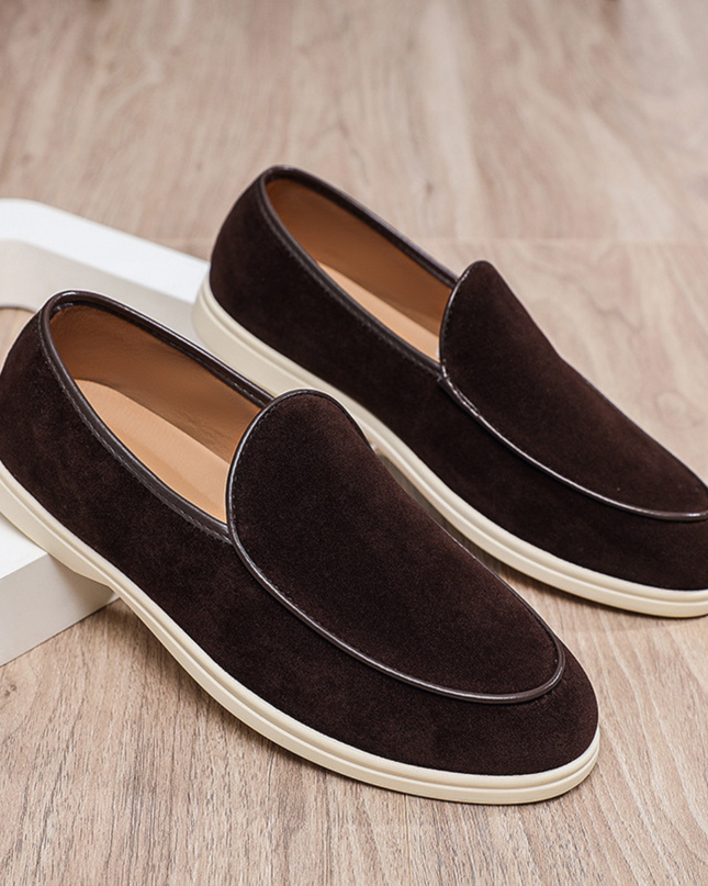 Men’s Slip-On Loafers with Rounded Toe and Flat Sole