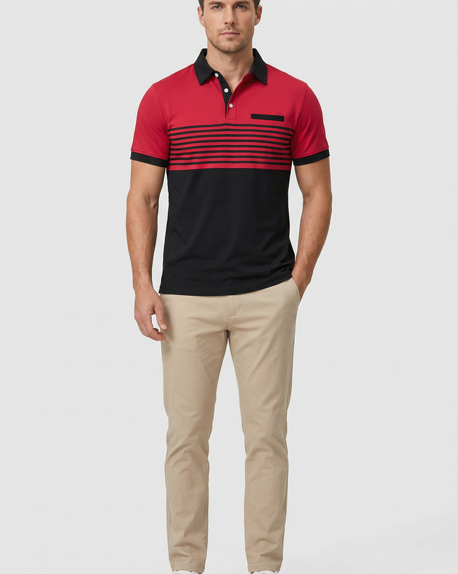 Men’s Stripe Panel Polo Shirt
