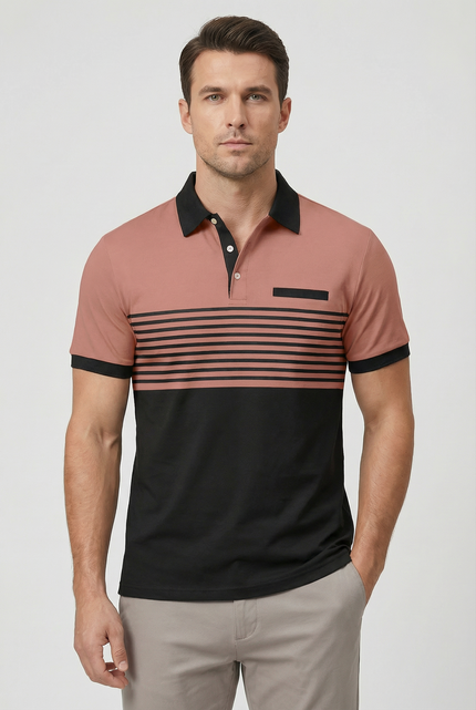 Men’s Stripe Panel Polo Shirt
