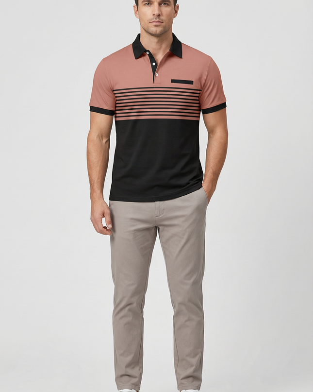 Men’s Stripe Panel Polo Shirt