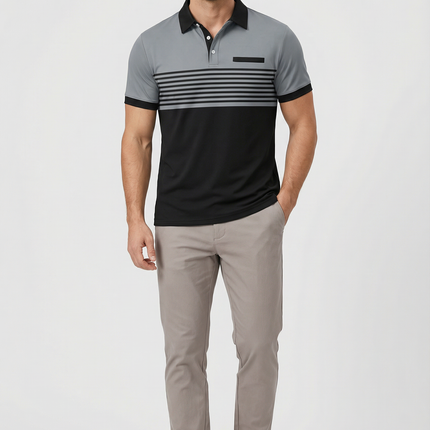 Men’s Stripe Panel Polo Shirt