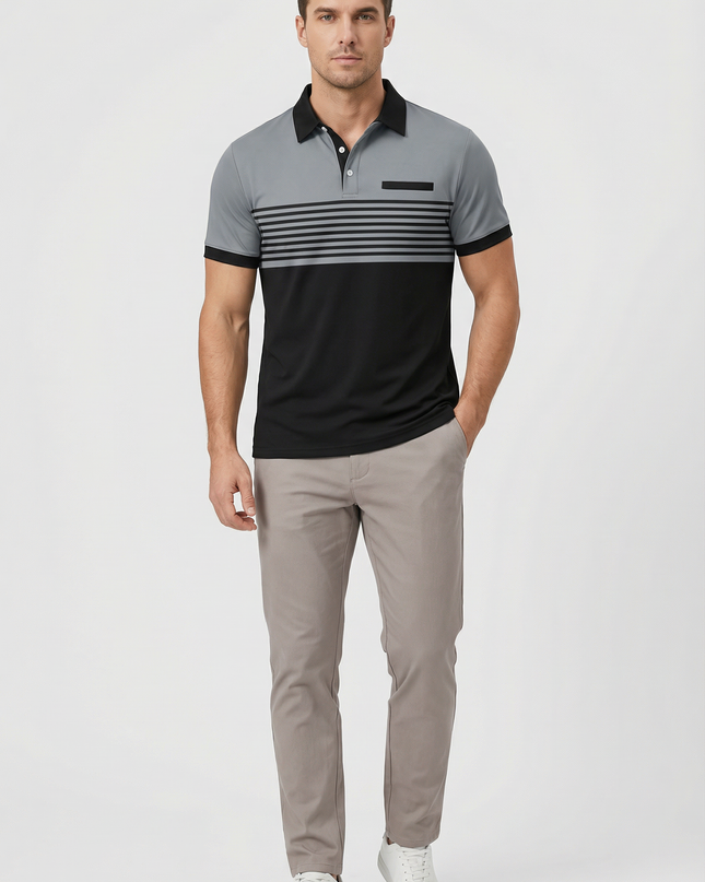 Men’s Stripe Panel Polo Shirt