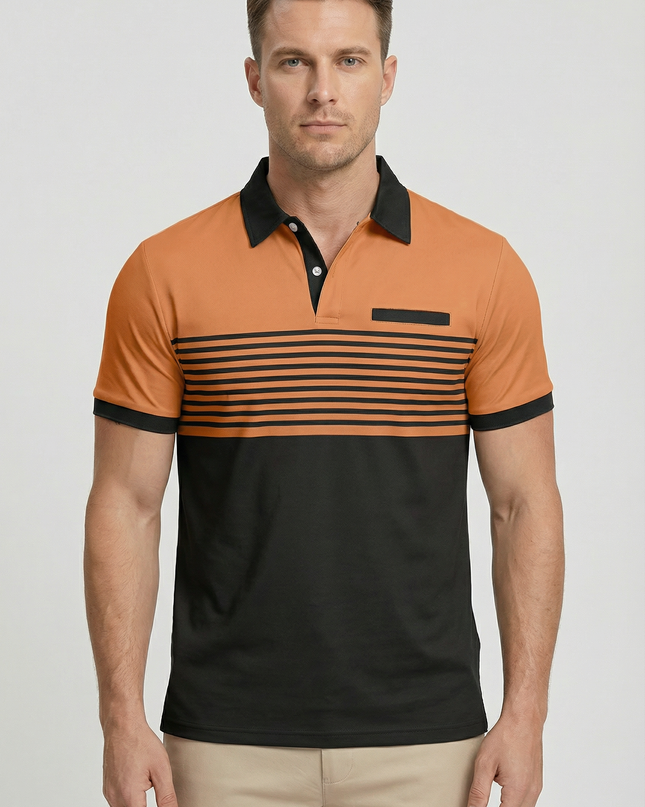 Men’s Stripe Panel Polo Shirt