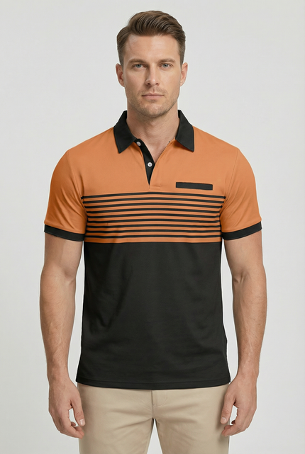 Men’s Stripe Panel Polo Shirt
