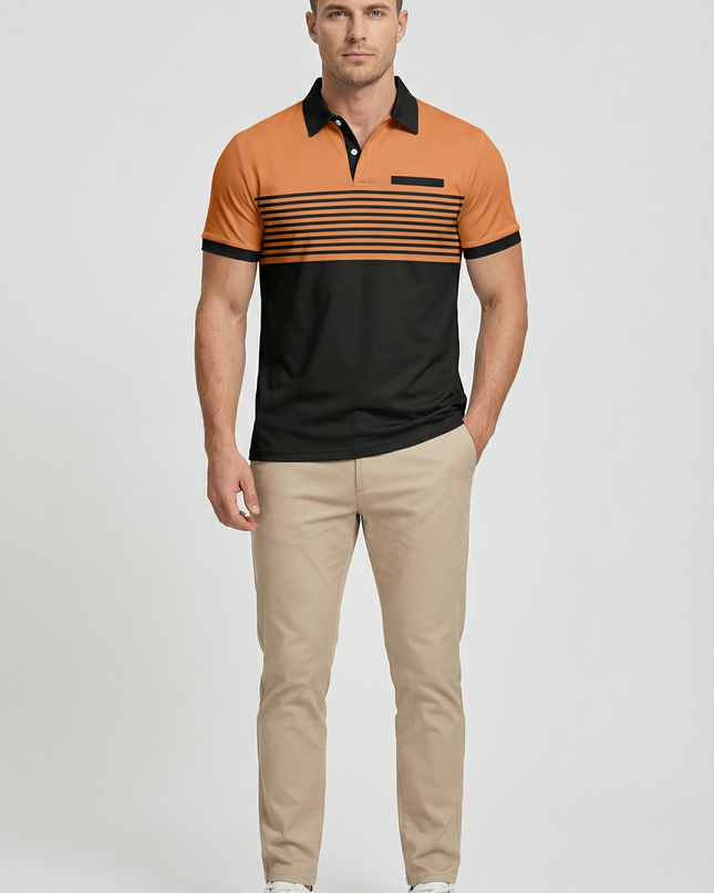 Men’s Stripe Panel Polo Shirt