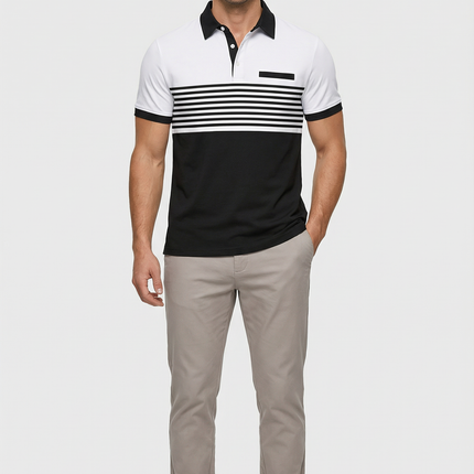 Men’s Stripe Panel Polo Shirt