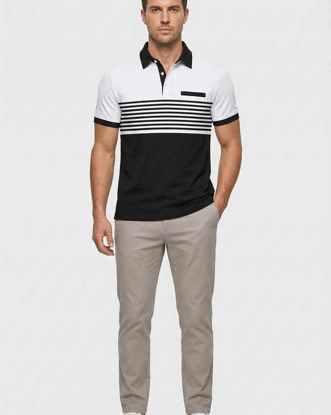Men’s Stripe Panel Polo Shirt