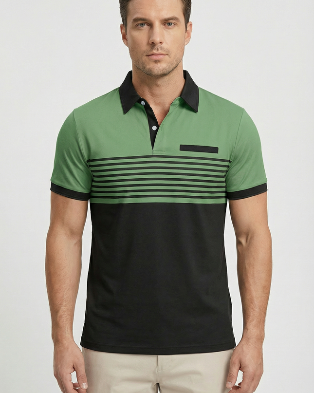 Men’s Stripe Panel Polo Shirt