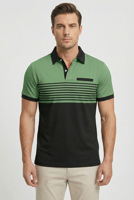 Men’s Stripe Panel Polo Shirt