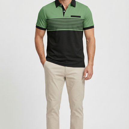 Men’s Stripe Panel Polo Shirt