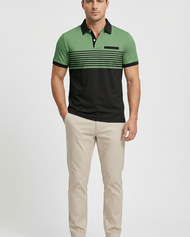 Men’s Stripe Panel Polo Shirt