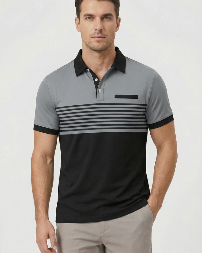 Men’s Stripe Panel Polo Shirt