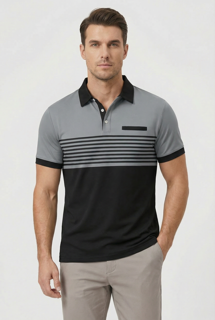 Men’s Stripe Panel Polo Shirt
