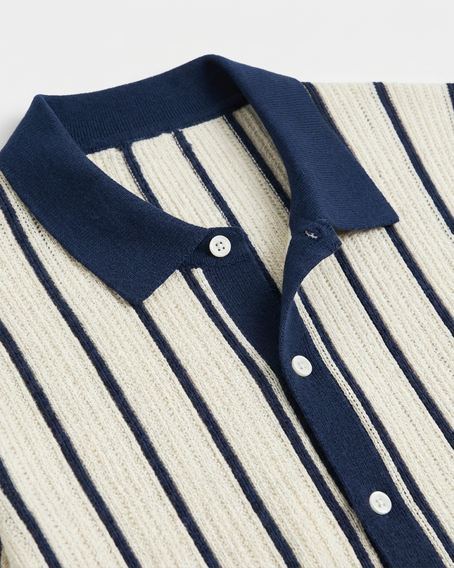 Men’s Striped Knit Button Polo